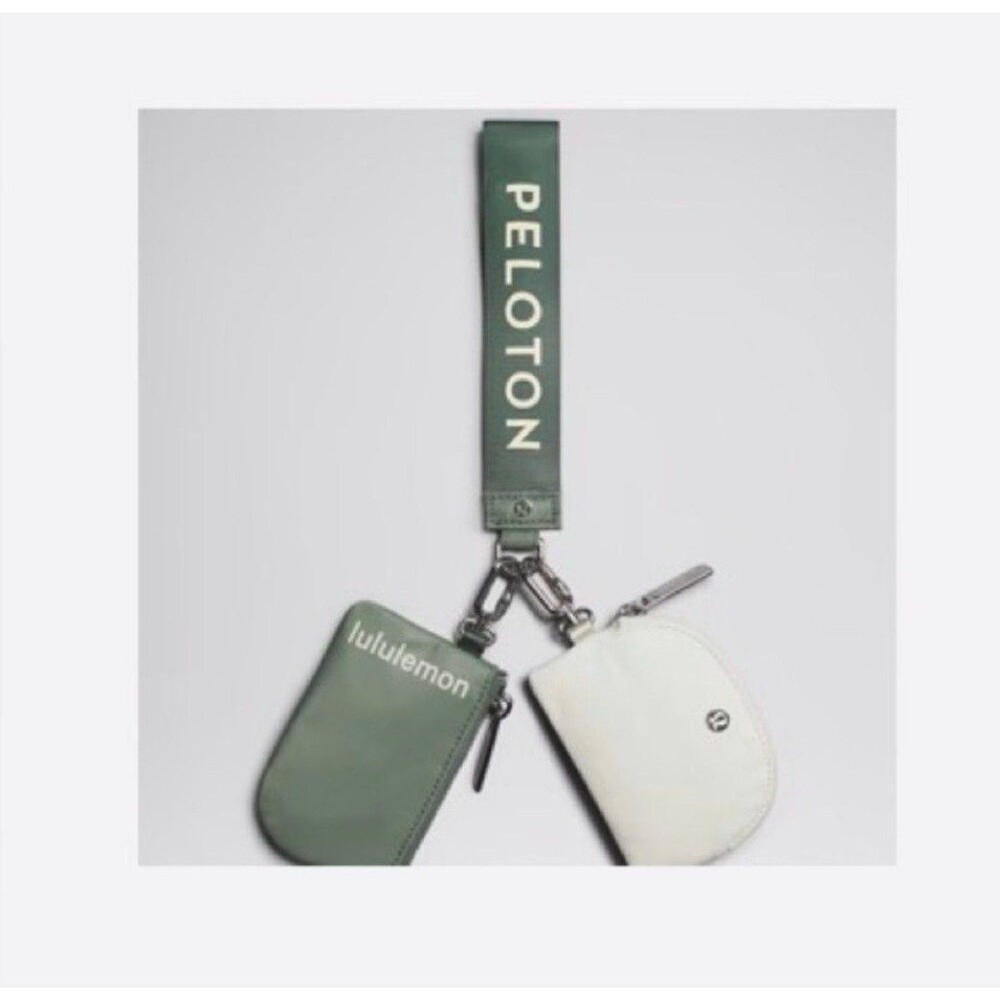 Peloton Green and White Dual Pouch Wristlet Accessory Set